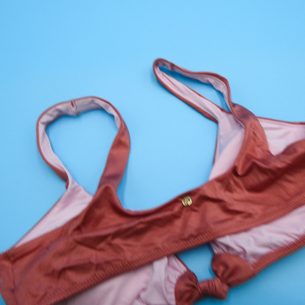 Victoria's Secret Bikini Top Womens Large Front Knot Metallic Rust Polyester - Picture 8 of 8